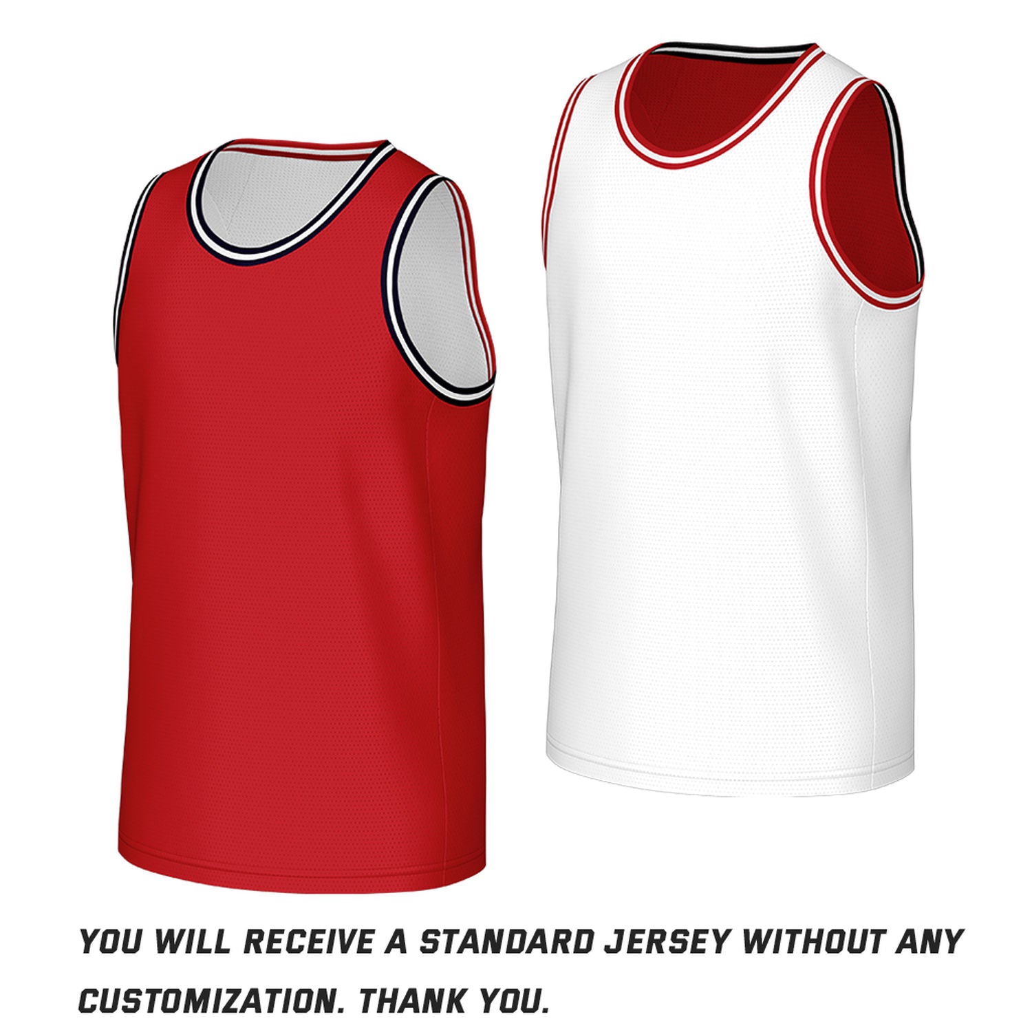 Custom Classic Double Trim Reversible Basketball Jersey Red & White Mesh Team Uniform for Adult Youth