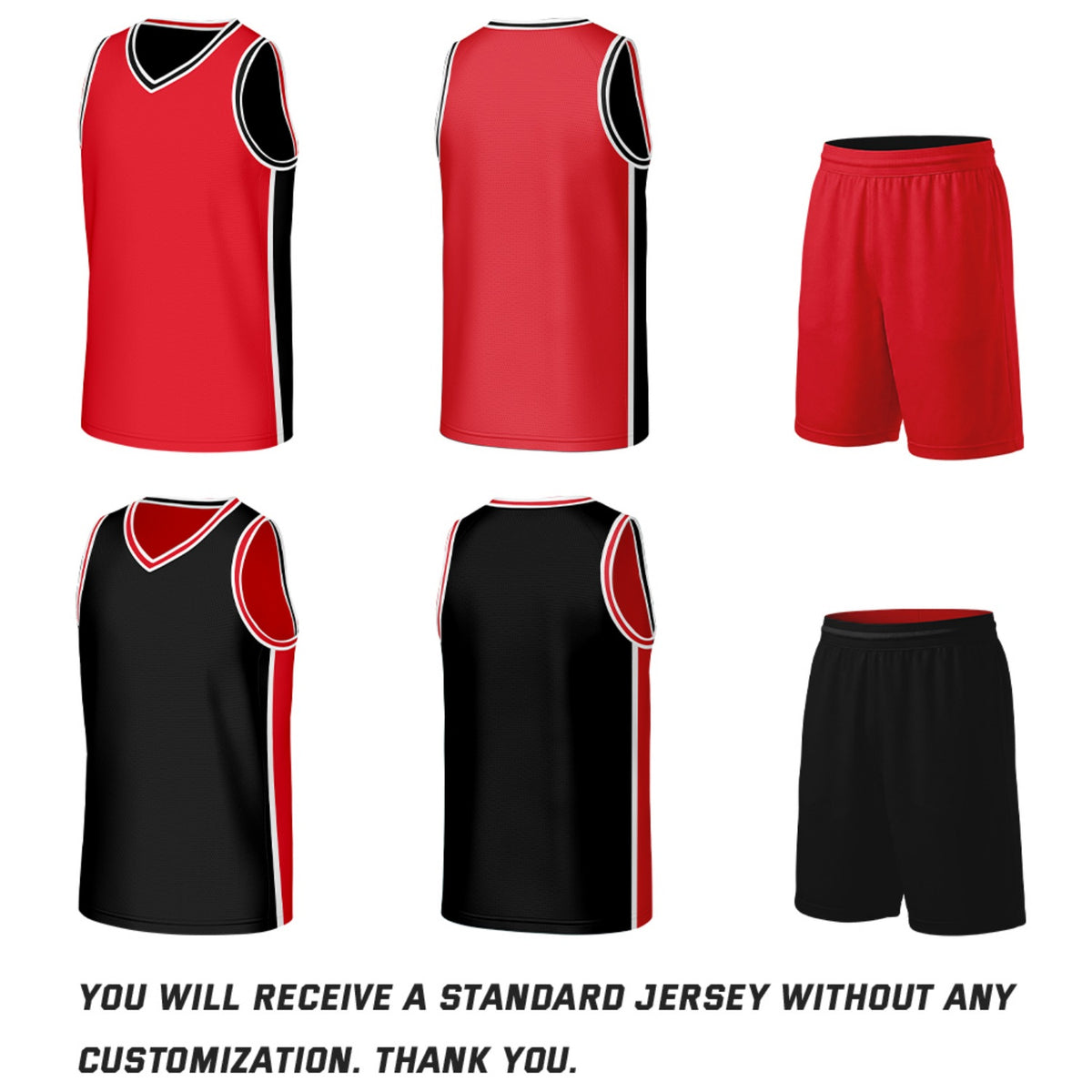 Custom Red & Black Double Sided Basketball Uniform Set | Personalized Team Uniforms for Adult & Youth