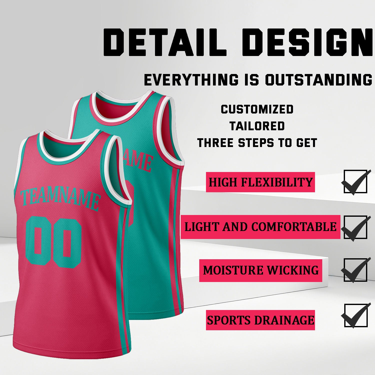 Custom Hot Pink & Teal Reversible Basketball Jersey Shorts Set | Personalized Full Team Uniform