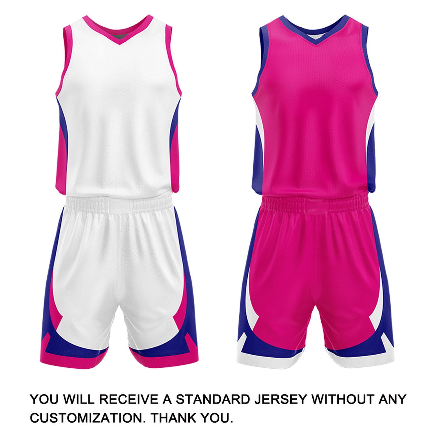Custom Hot Pink White Reversible Basketball Jersey Set | Personalized Name Number Mesh Sports Uniform