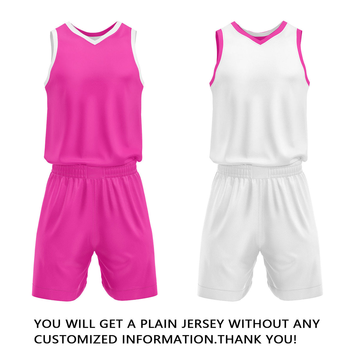 Custom Hot Pink & White Reversible Basketball Jersey Shorts Set | Personalized Full Team Uniform