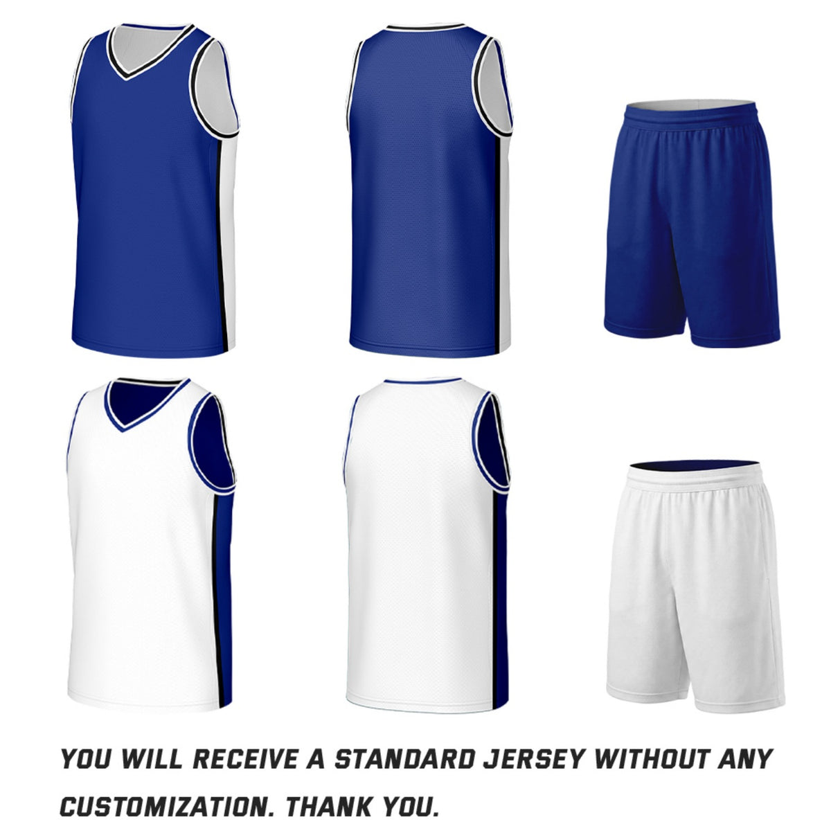Custom Blue & White Double Sided Basketball Uniform Set | Personalized Team Uniforms for Adult & Youth