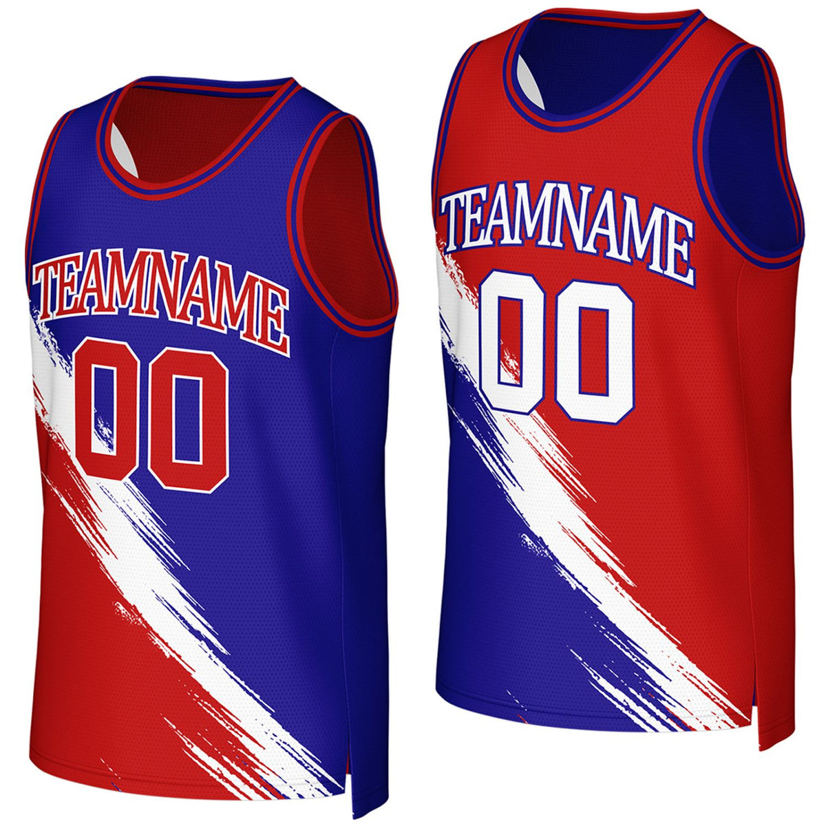 custom junior high basketball jerseys red blue reversible by Vosoli, Personalized team name, number &amp; logo.