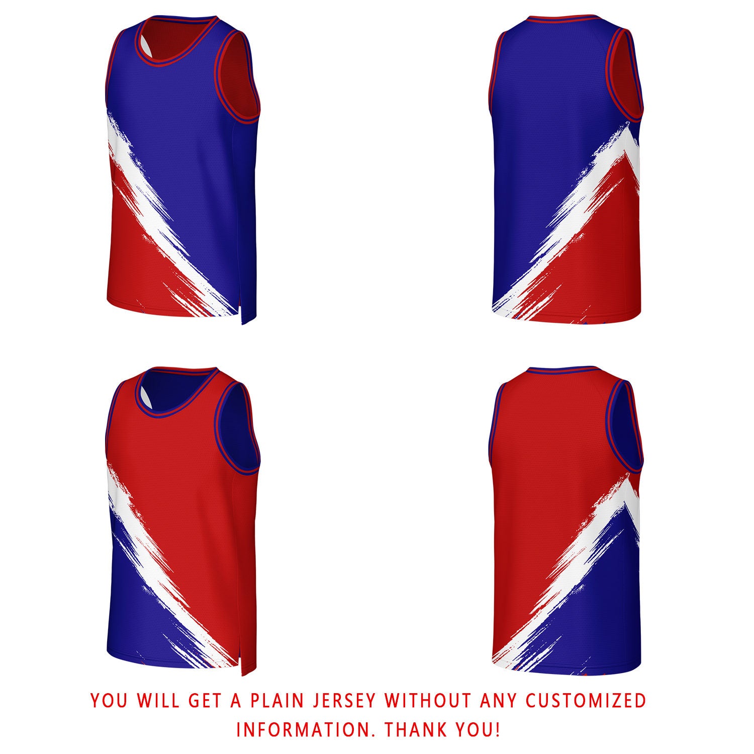 Custom Red & Blue Brush Stroke Reversible Basketball Jersey | Personalized Team Uniforms for Adult & Youth