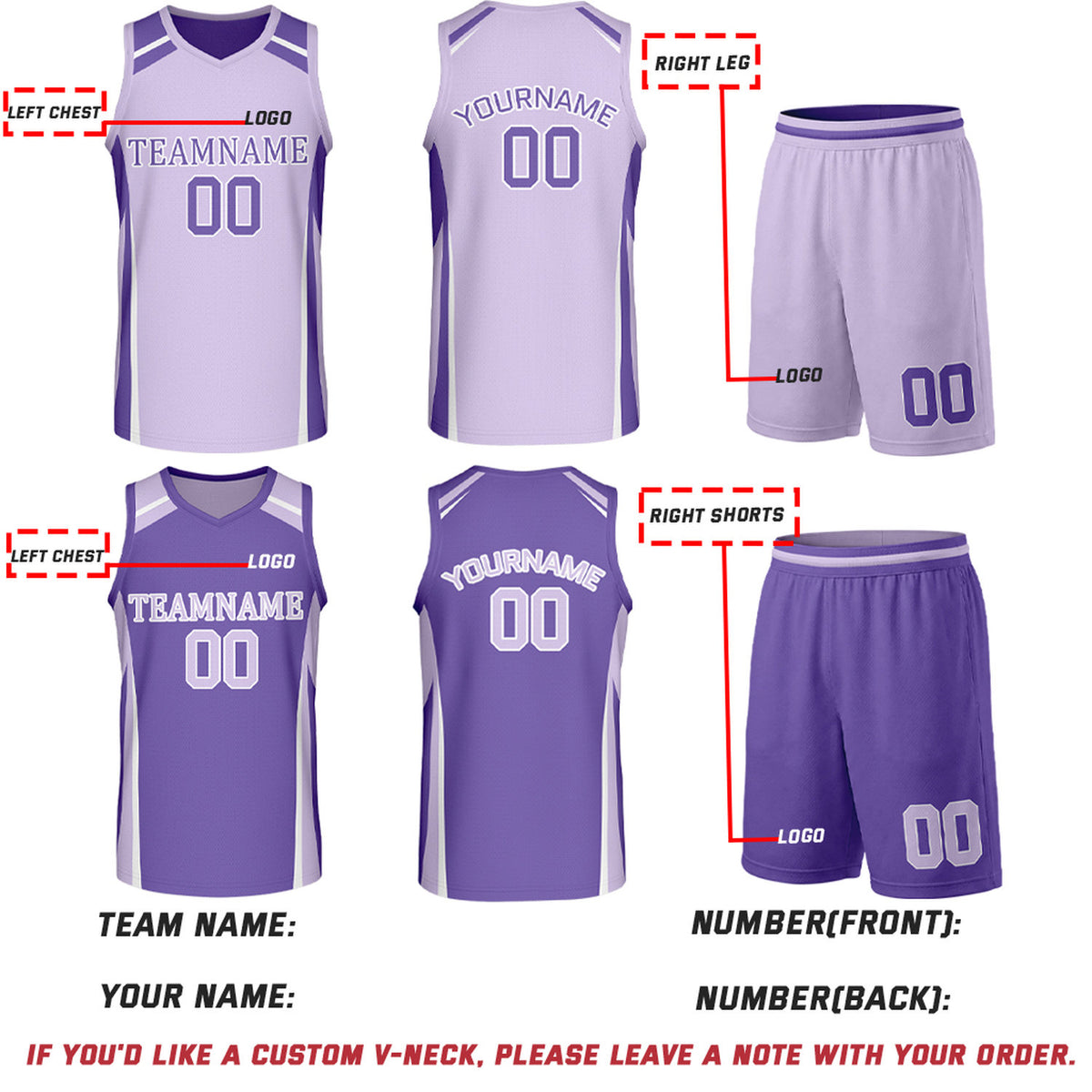 Custom Lavender & Purple Reversible Basketball Jerseys | Personalized Team Uniform Set for Women