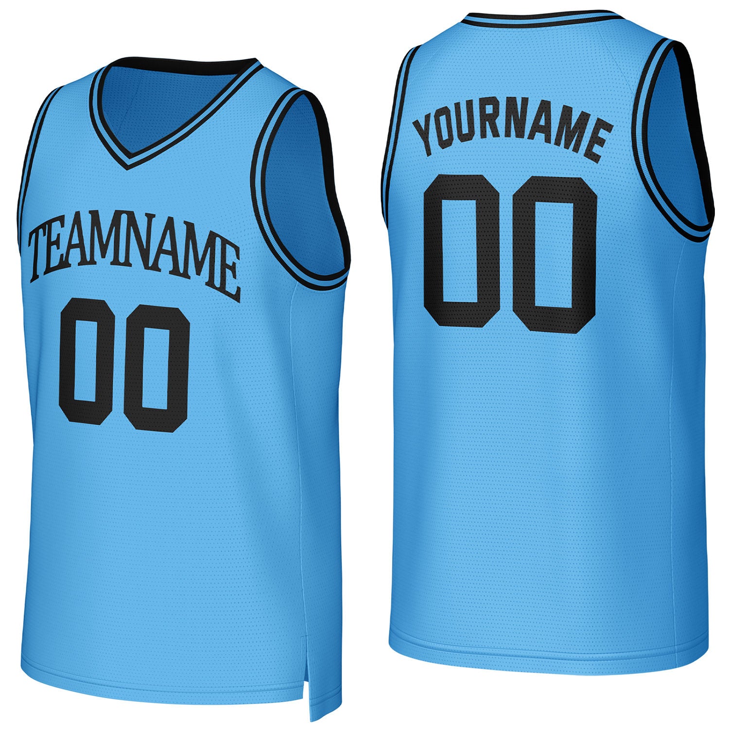Custom light blue basketball jersey with logo, personalized name & number, team uniform for men women youth game practice - Vosoli