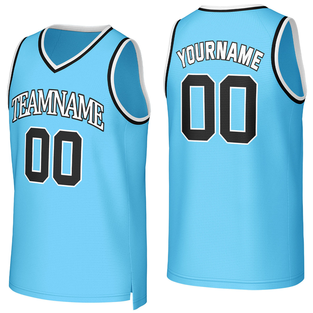 Custom light blue basketball jersey with logo, personalized name &amp; number, team uniform for men women youth game practice - Vosoli