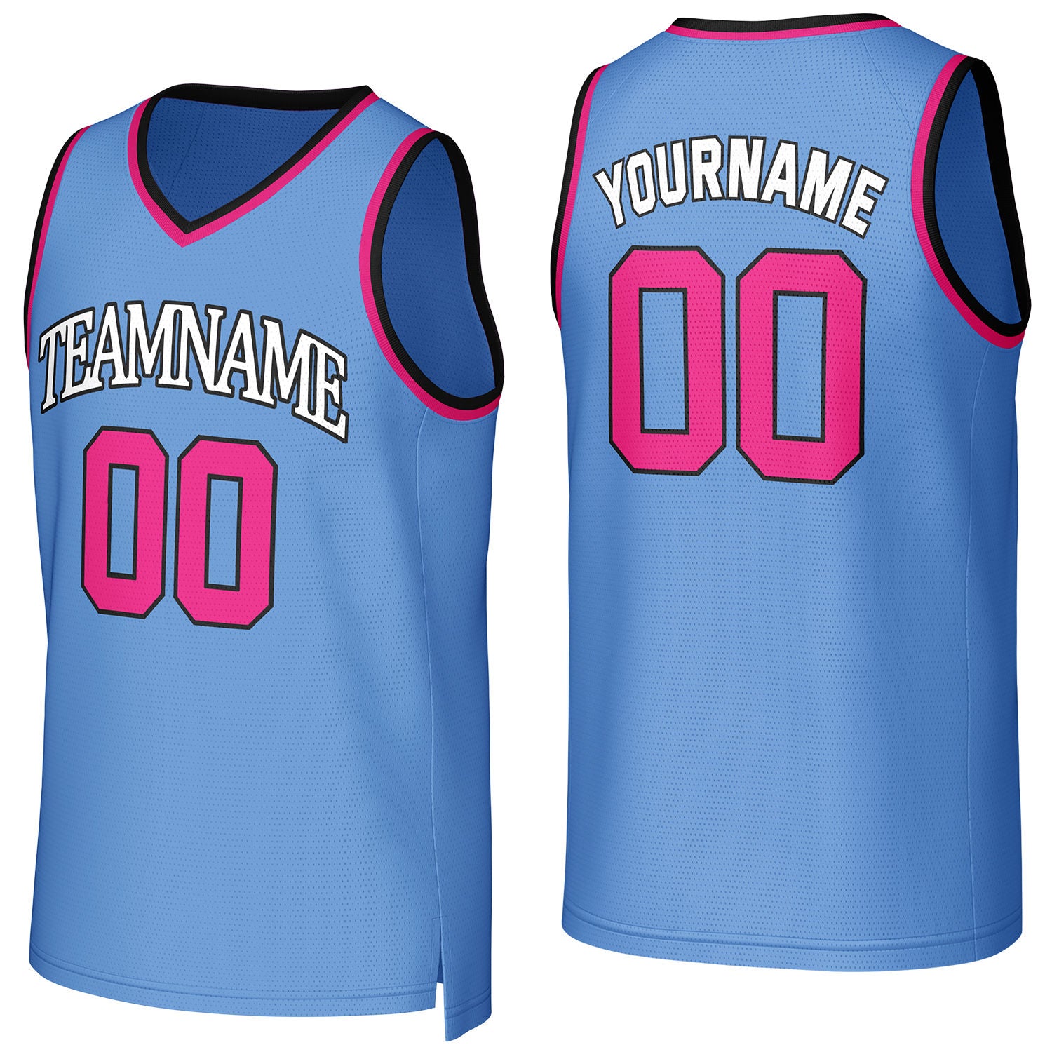 Custom light blue basketball jersey with logo, personalized name & number, team uniform for men women youth game practice - Vosoli