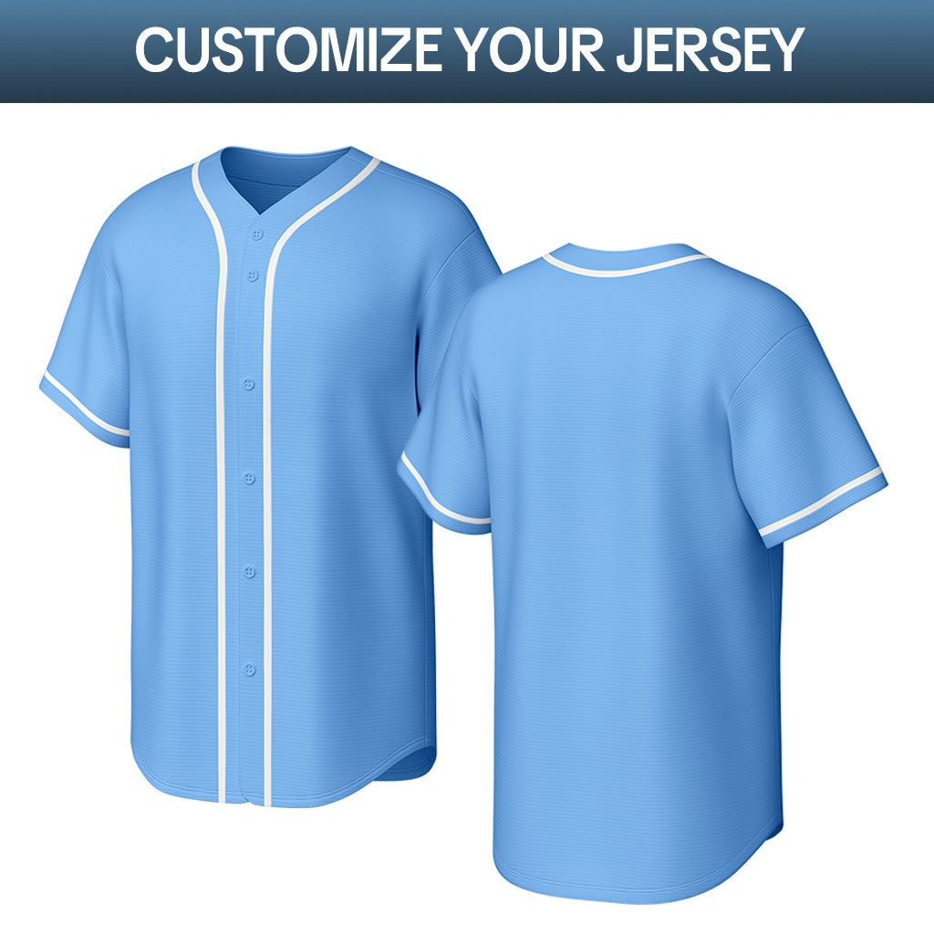 Custom Stitched Baseball Jersey Light Blue Red White | Personalized Name & Number | Team Uniform