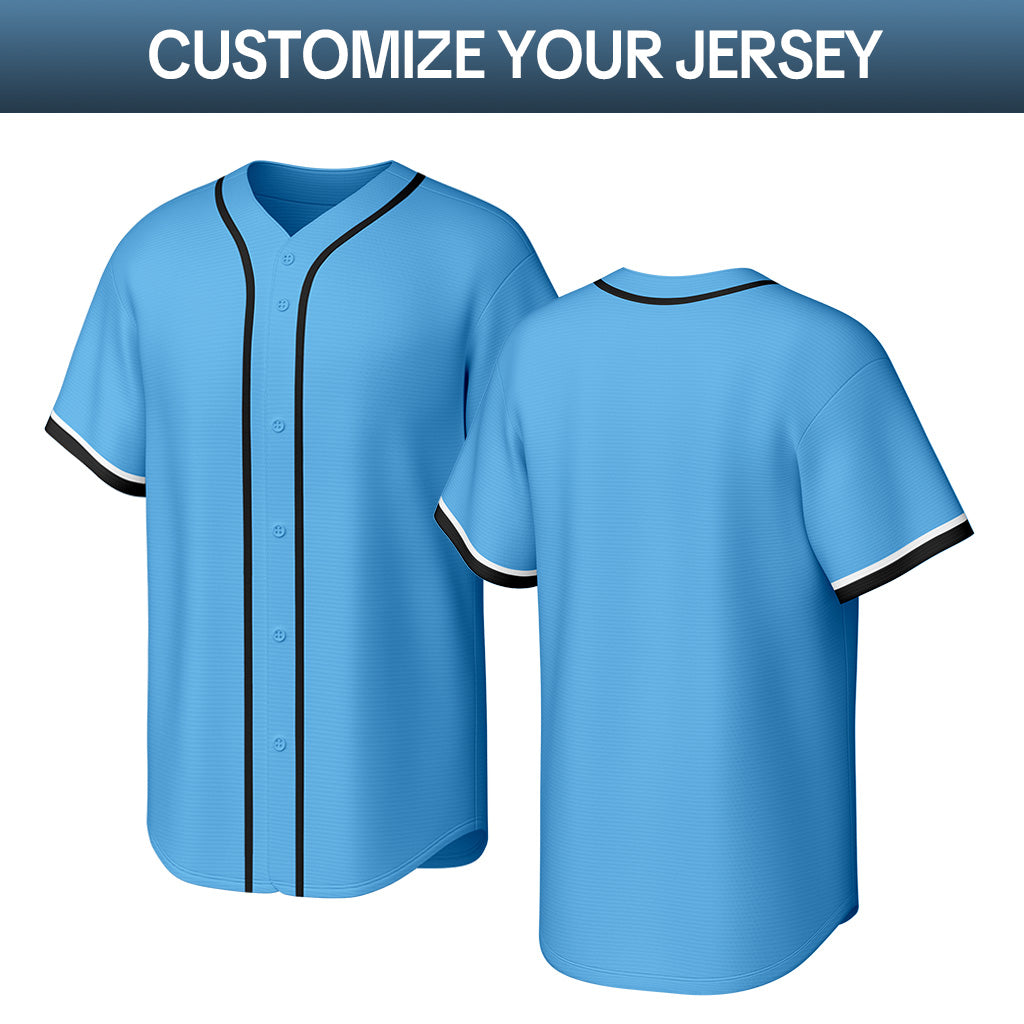 Custom Light Blue Stitched Baseball Jersey | Personalized Name & Number | Team Uniform