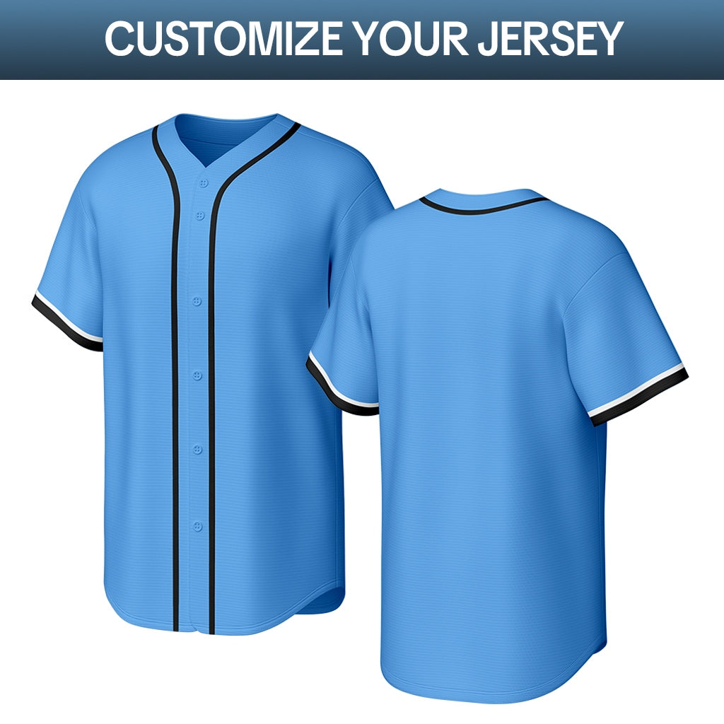Custom Light Blue Stitched Baseball Jersey | Personalized Name & Number | Team Uniform