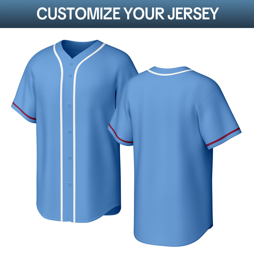 Custom Stitched Light Blue Baseball Jersey | Personalized Team Uniform | Vosoli