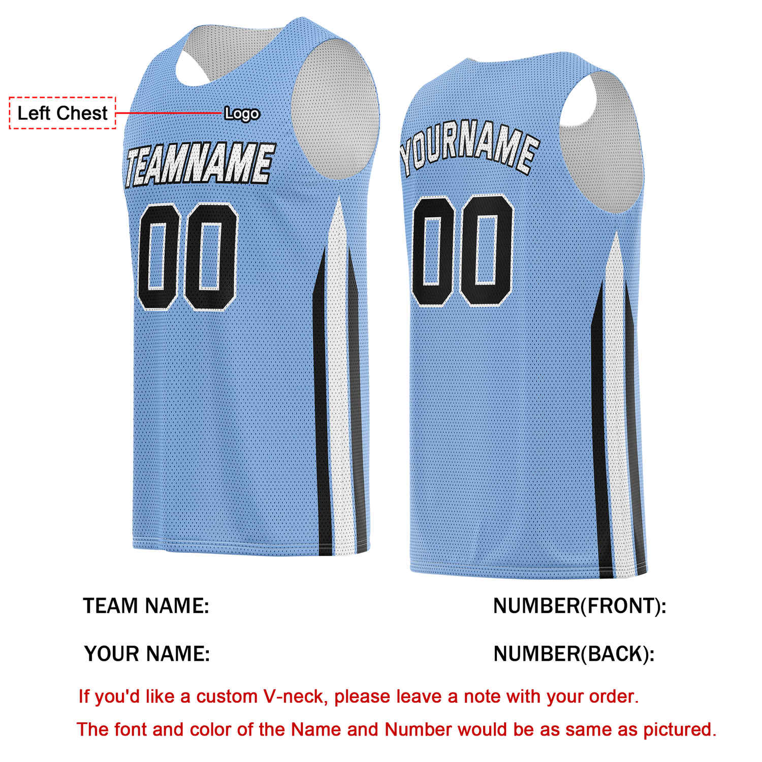 Custom Light Blue Basketball Jersey | Personalized Team Kit - Vosoli