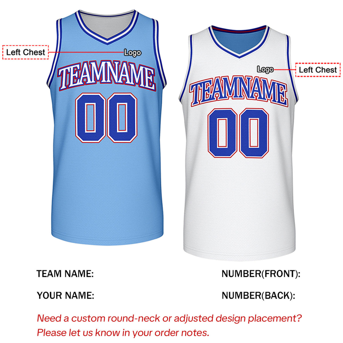 Custom Retro Light Blue & White Reversible Basketball Jersey | Personalized Team Jersey | Vosoli