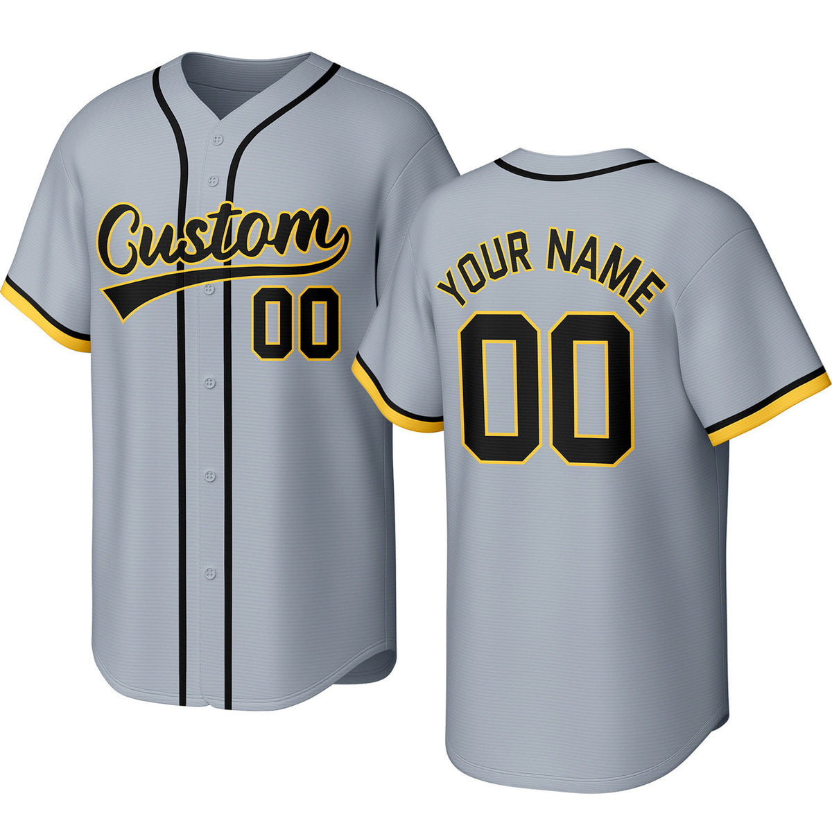 Custom light gray baseball jersey with stitched logo, personalized name &amp; number, button-front short-sleeve sports uniform for team men women youth game practice - Vosoli