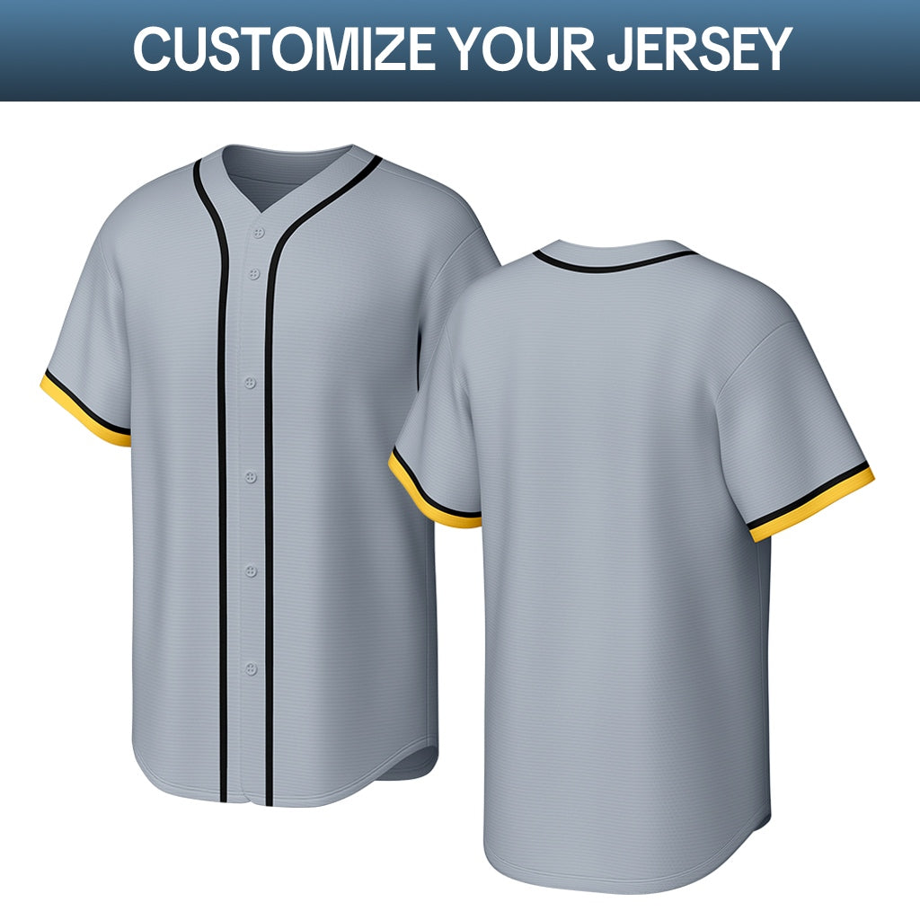 Custom Light Gray Stitched Baseball Jersey | Personalized Name & Number | Team Uniform