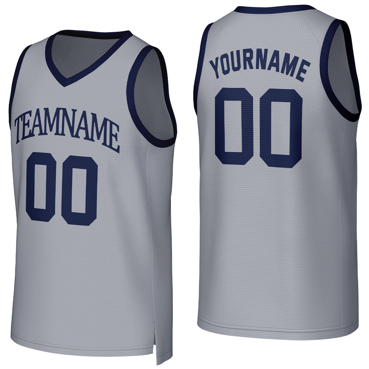 Custom light gray-navy blue mesh basketball jersey with logo, personalized name &amp; number, team uniform for men women youth game practice - Vosoli