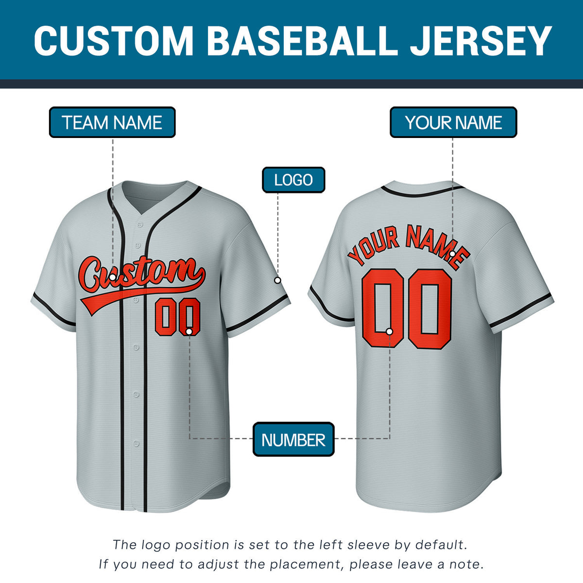 Custom Light Gray Red & Black Personalized Baseball Jersey | Team Sports Uniform | Vosoli