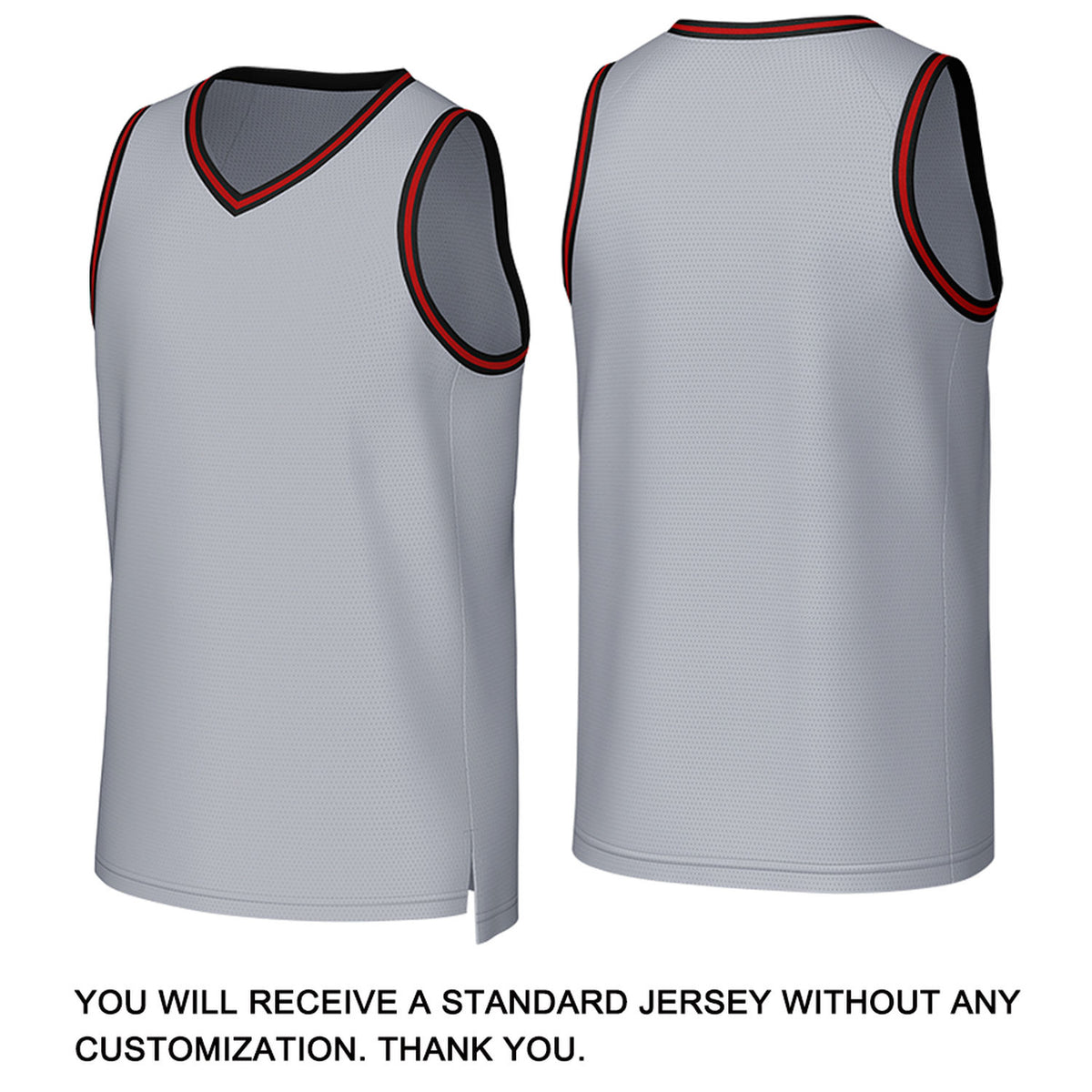 Custom Light Gray & Red Mesh Basketball Jersey | Personalized Team Uniform for youth & adults