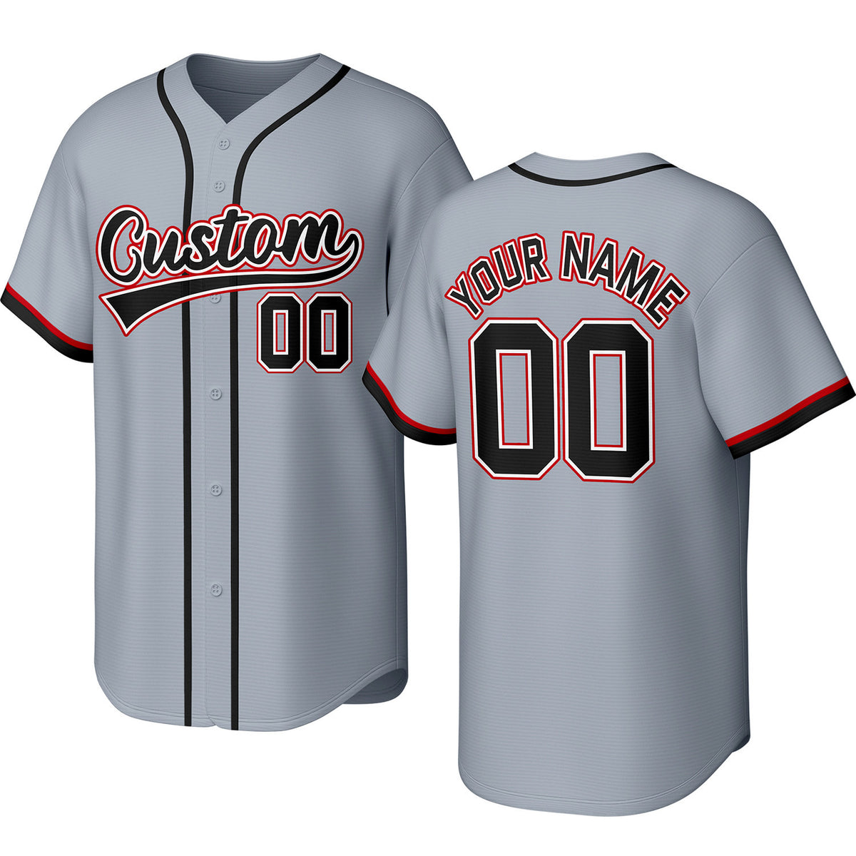 Custom light gray baseball jersey with stitched logo, personalized name &amp; number, button-front short-sleeve sports uniform for team men women youth game practice - Vosoli
