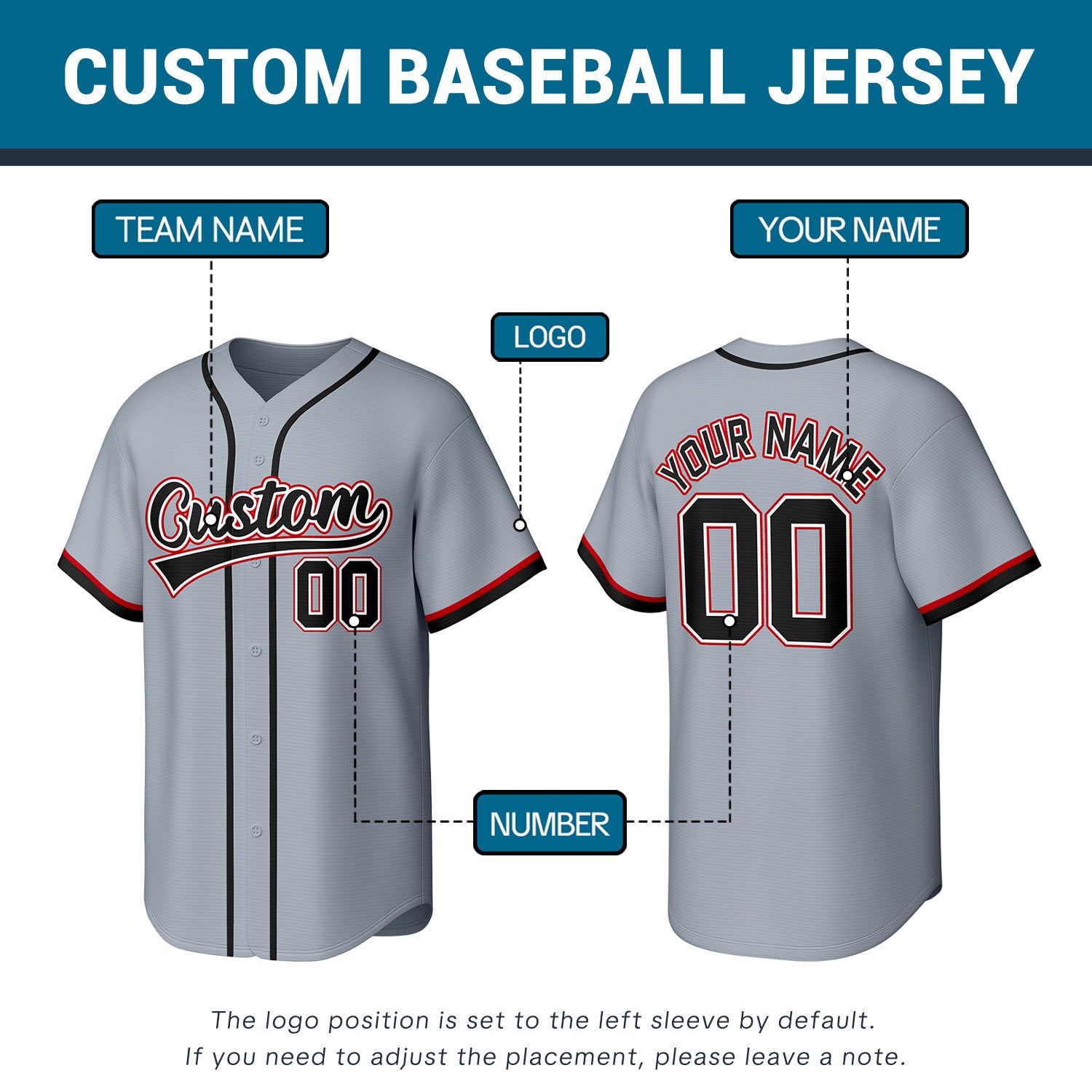 Custom Light Gray Stitched Baseball Jersey | Personalized Name & Number | Team Uniform