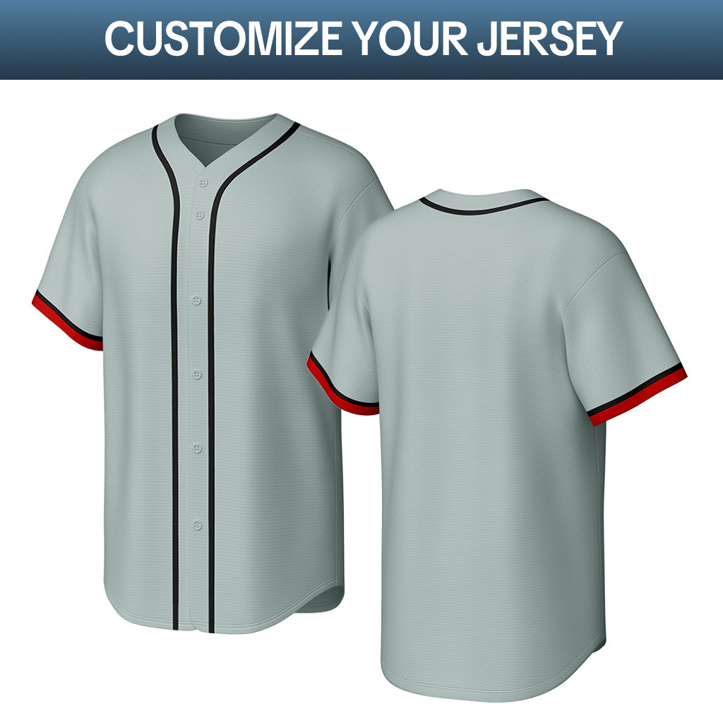 Custom Light Gray Stitched Baseball Jersey | Personalized Name & Number | Team Uniform