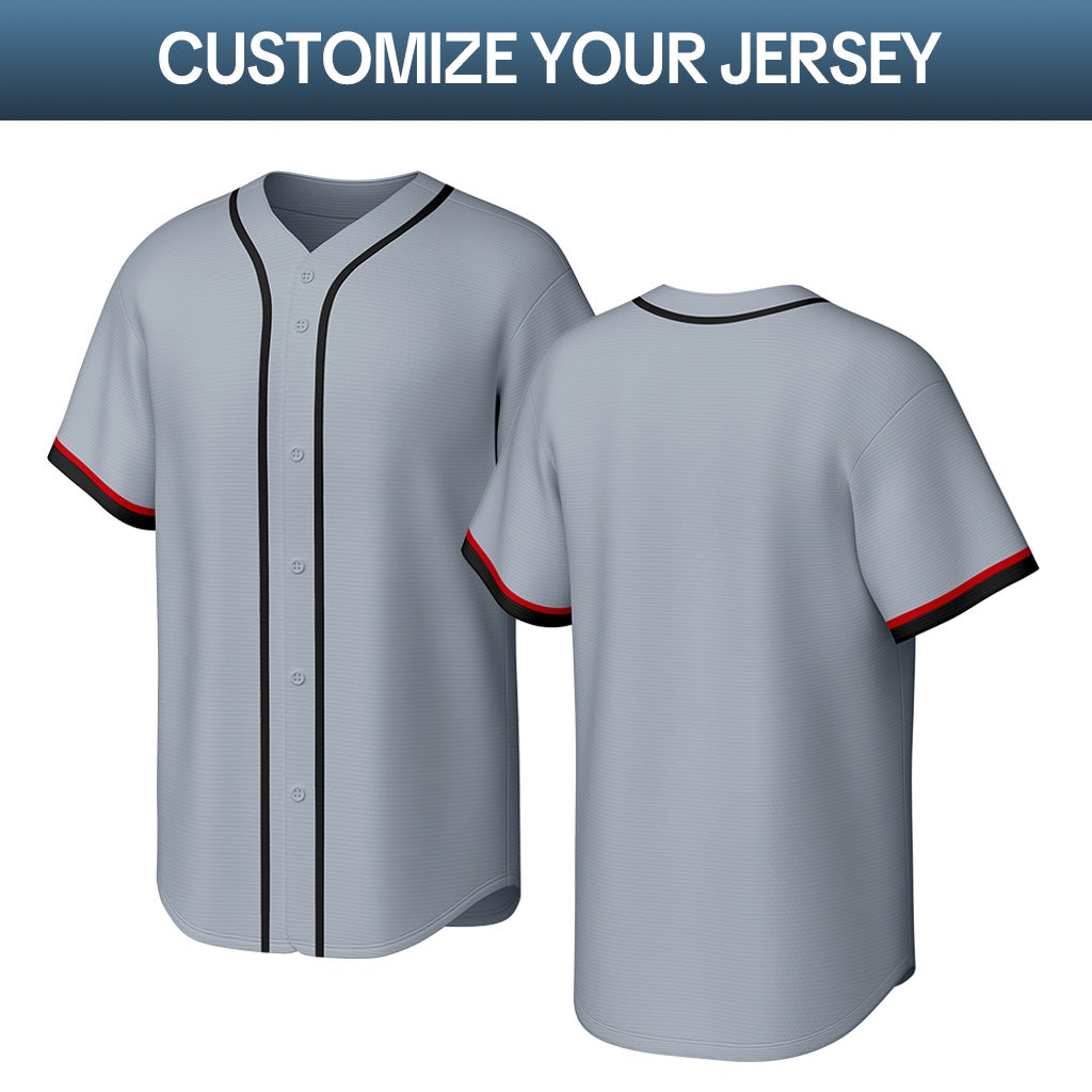 Custom Light Gray Stitched Baseball Jersey | Personalized Name & Number | Team Uniform
