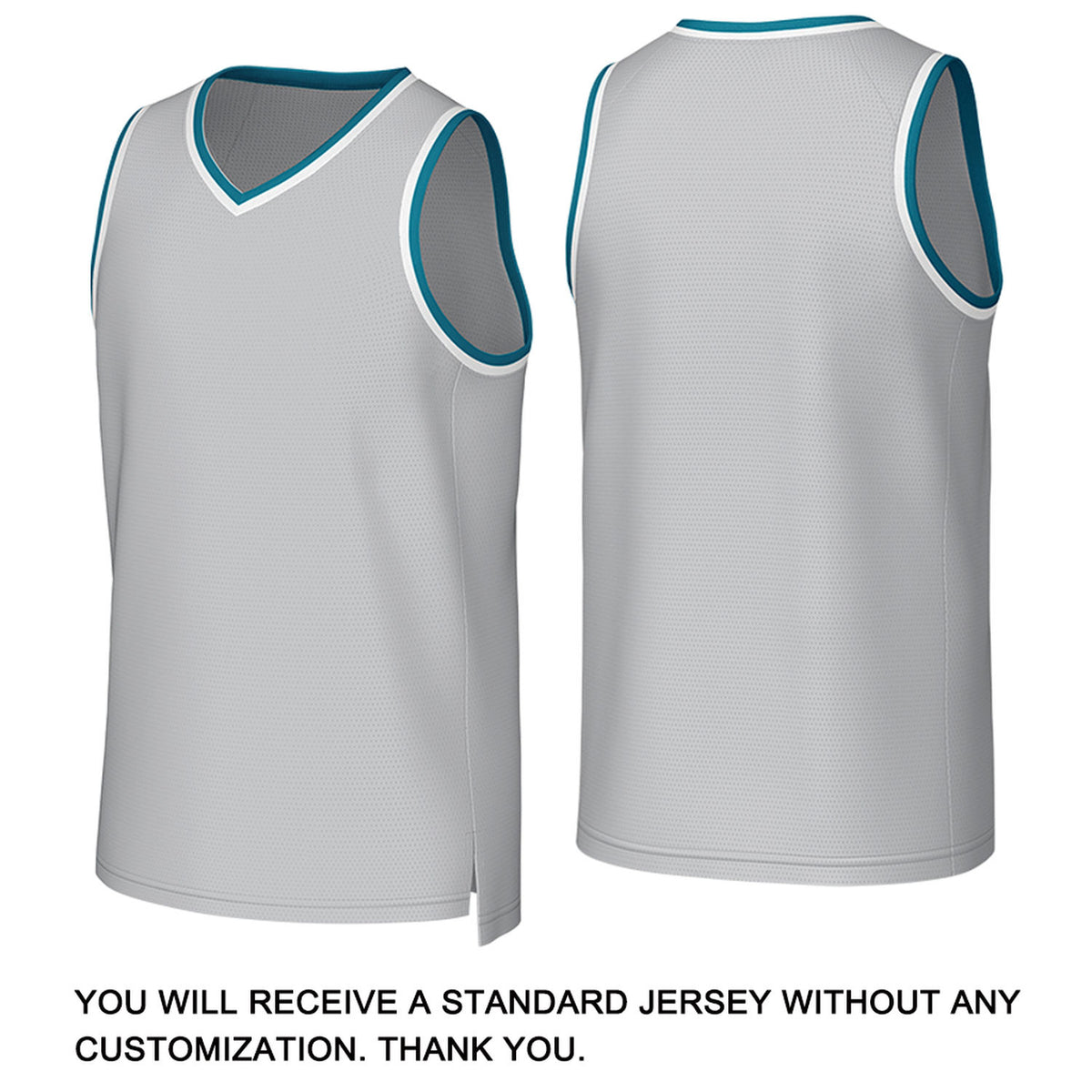 Custom Light Gray & Teal Basketball Jersey | Personalized Name & Number Team Uniform