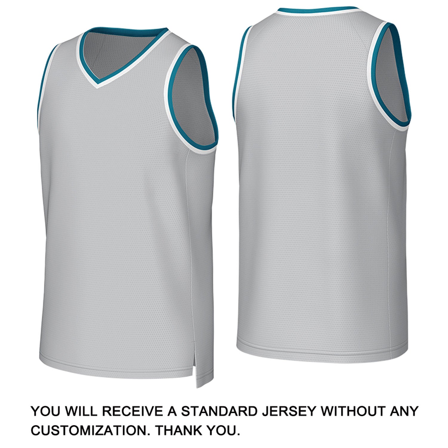Custom Light Gray & Teal Basketball Jersey | Personalized Name & Number Team Uniform