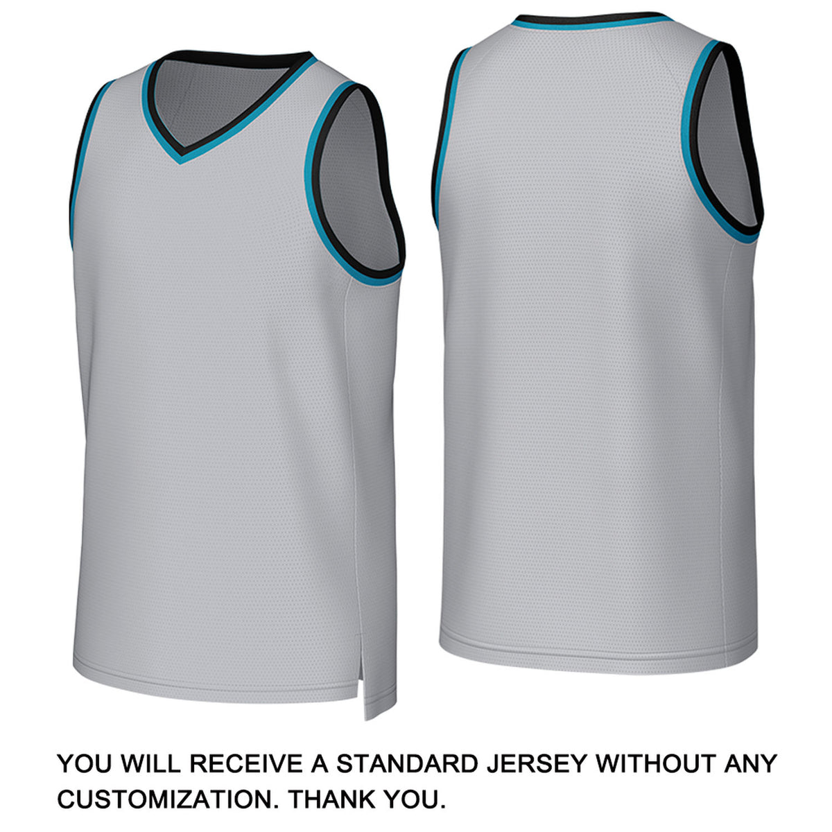 Custom Light Gray & Teal Basketball Jersey | Personalized Name & Number Team Uniform