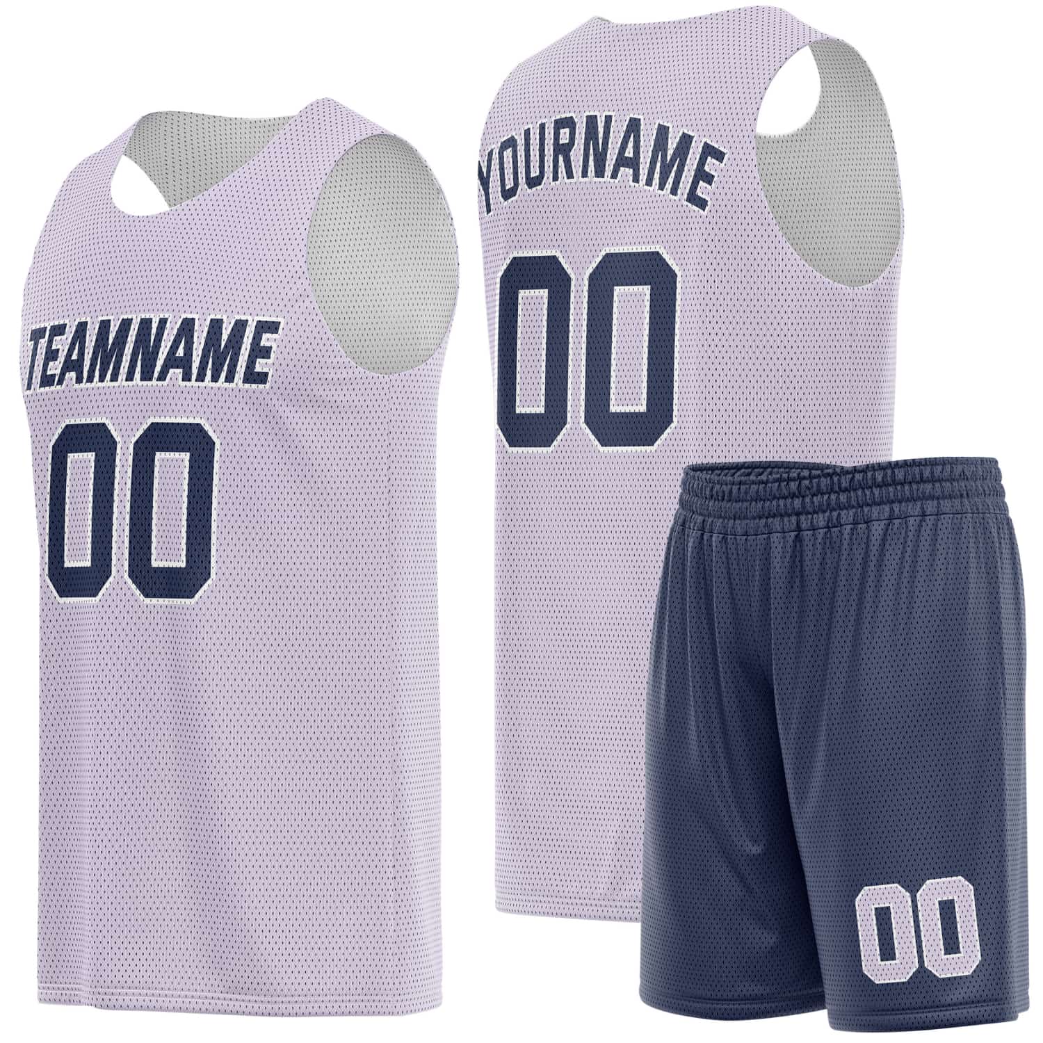 Custom Light Lavender & Navy Basketball Jersey + Shorts Set - Personalized Team Name, Number | Vosoli