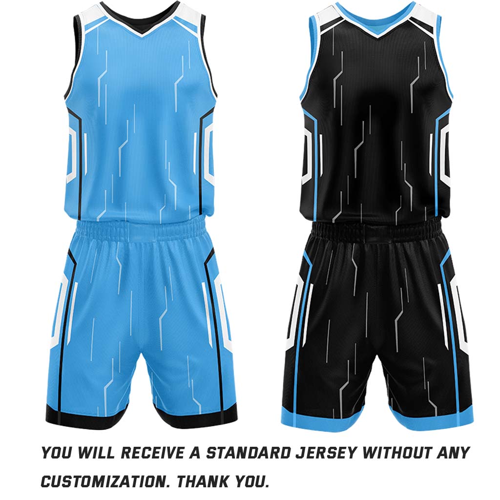 Custom Light Blue & Black Reversible Circuit Geometric Basketball Jersey Shorts Set | Personalized Team Uniform