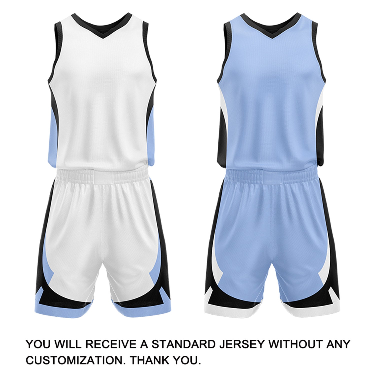 Custom Light Blue White Reversible Basketball Jersey Set | Personalized Name Number Mesh Sports Uniform
