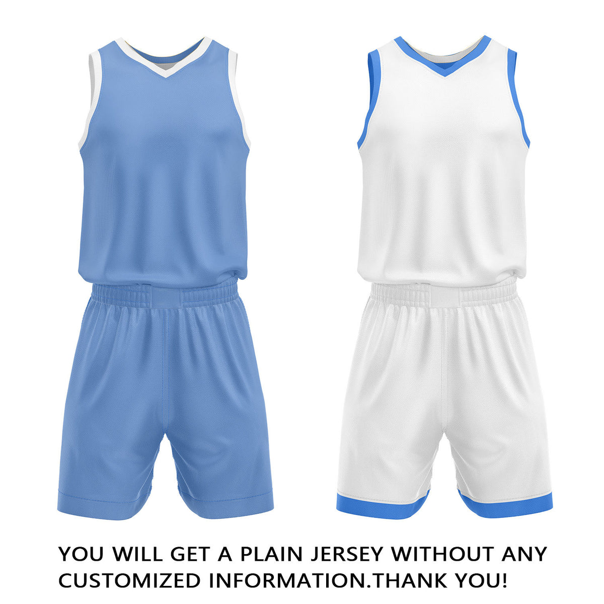 Custom Light Blue & White Reversible Basketball Jersey Shorts Set | Personalized Full Team Uniform