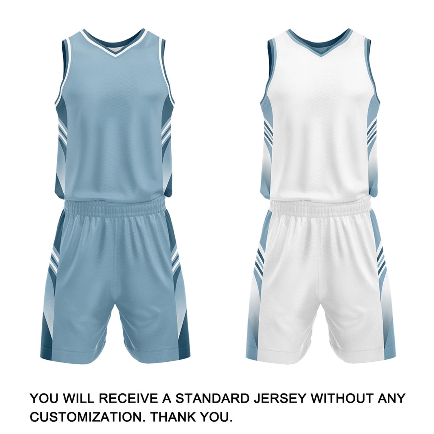 Custom Light Blue & White Reversible Basketball Uniform Set | Personalized Team Jersey Kit