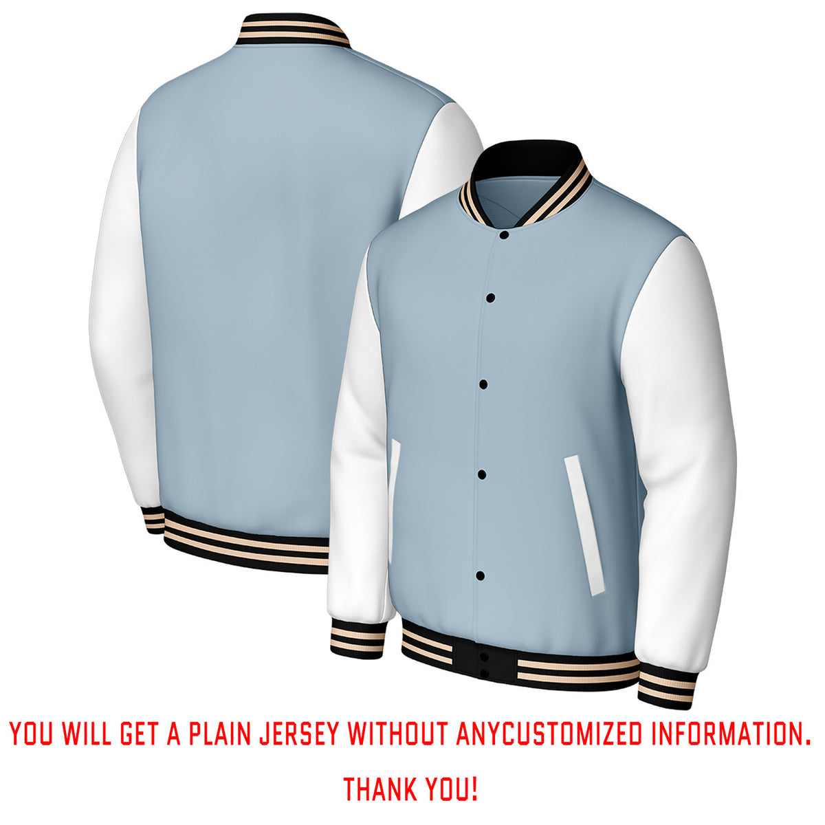 Custom Light Blue & White Varsity Baseball Jacket | Personalized Letterman Baseball Bomber for Adult & Youth