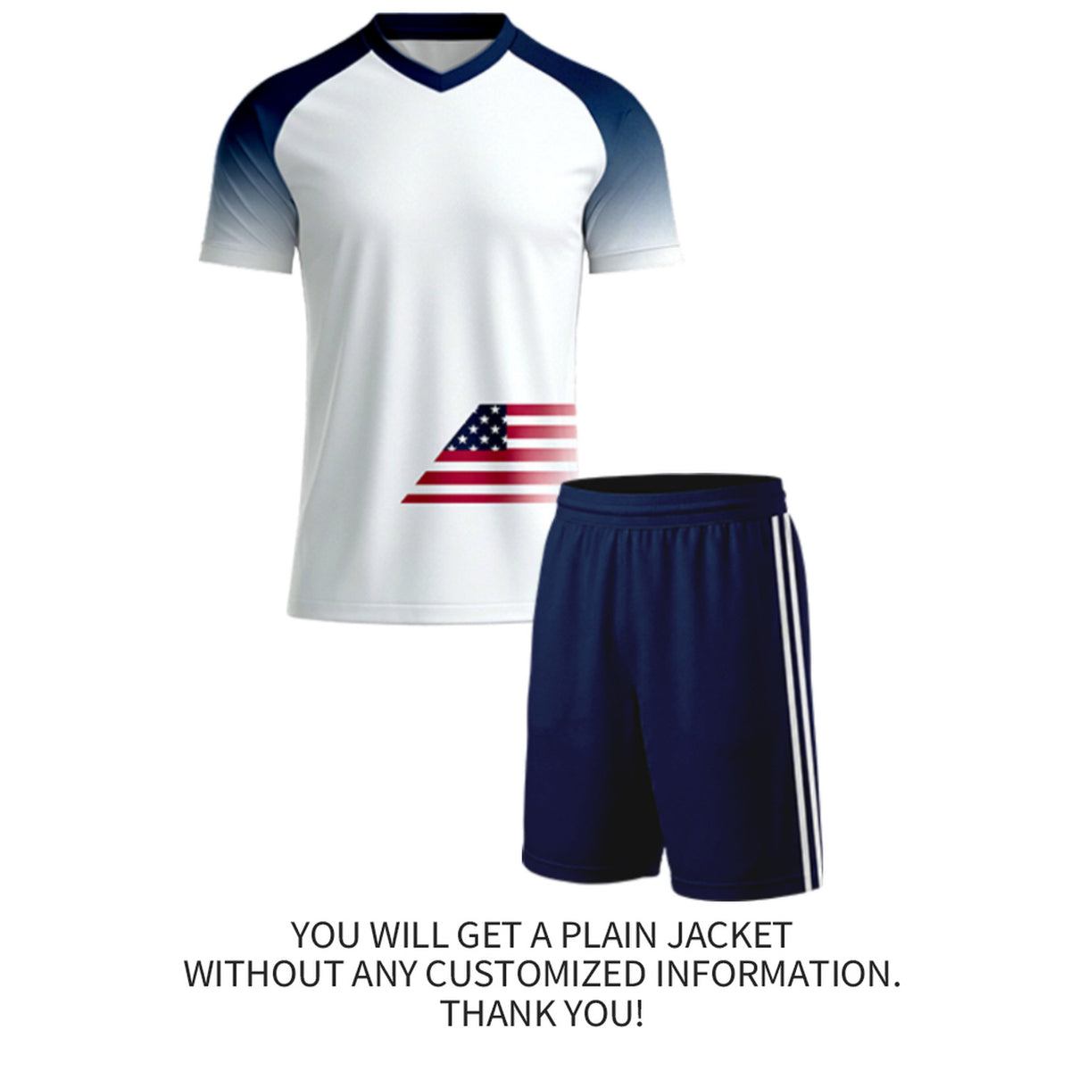 Custom White & Navy Gradient Flag Soccer Uniform Set for Youth & Adult Teams
