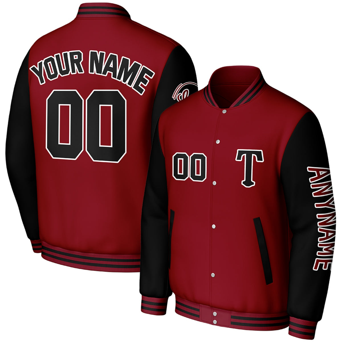 custom baseball jackets for practice by Vosoli, personalized stitched name, number &amp; logo, classic button up varsity letterman jacket for practice team and casual wear