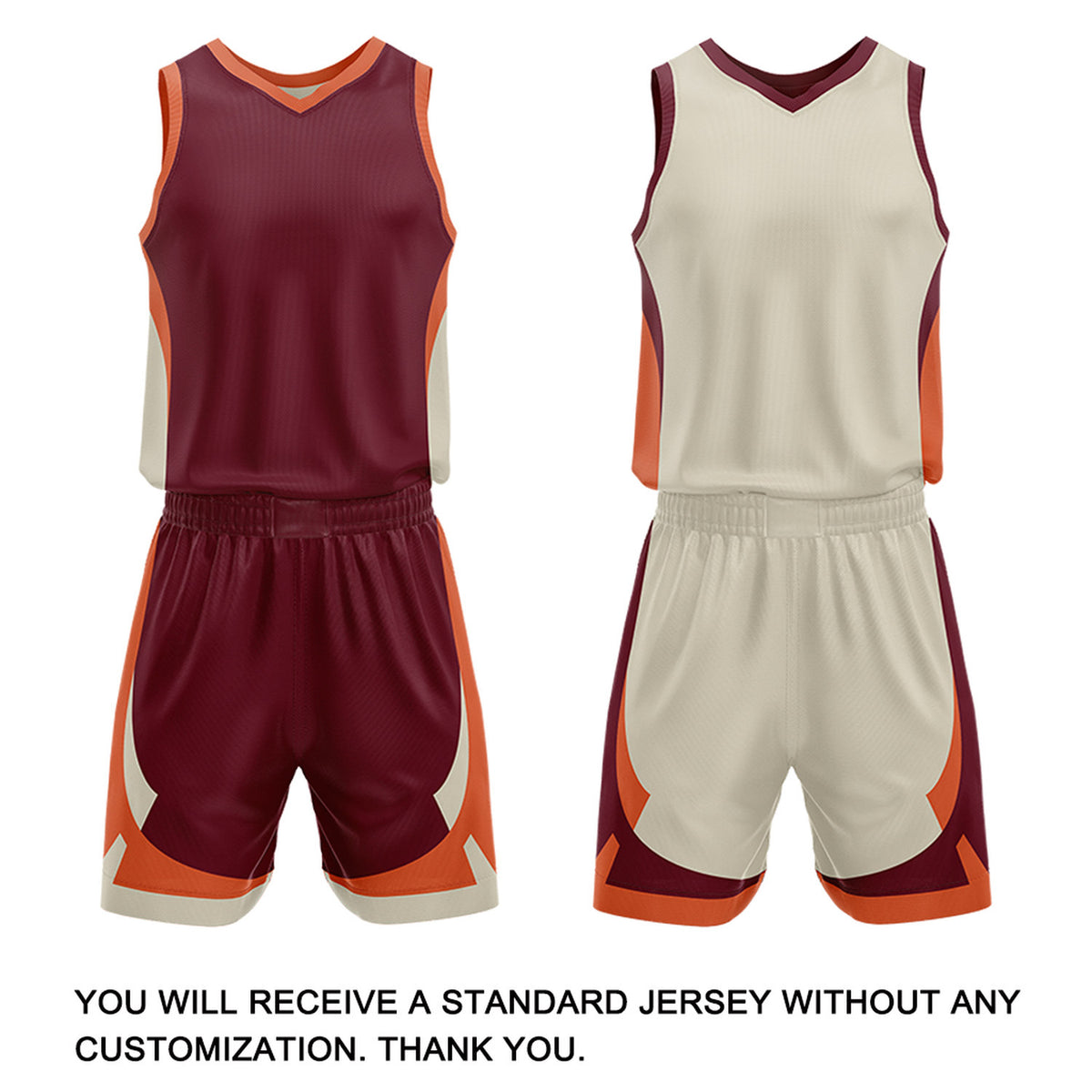 Custom Maroon Cream Reversible Basketball Jersey Set | Personalized Name Number Mesh Sports Uniform