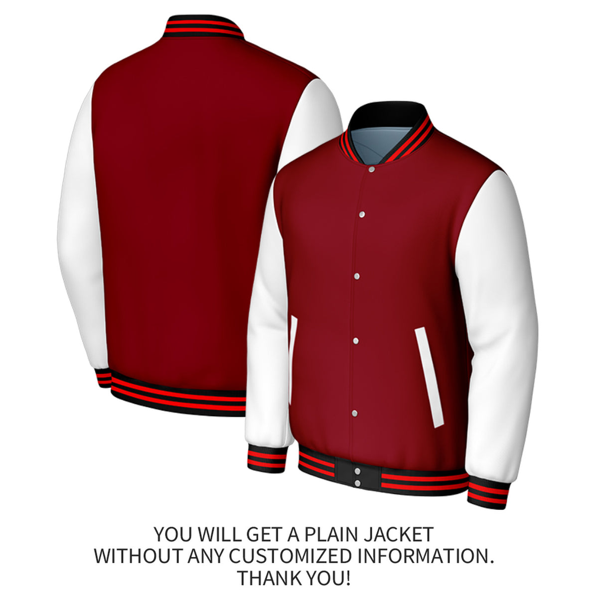 Custom Maroon & White Varsity Baseball Jacket | Personalized Jacket with Stitched Name & Number for Adult & Youth