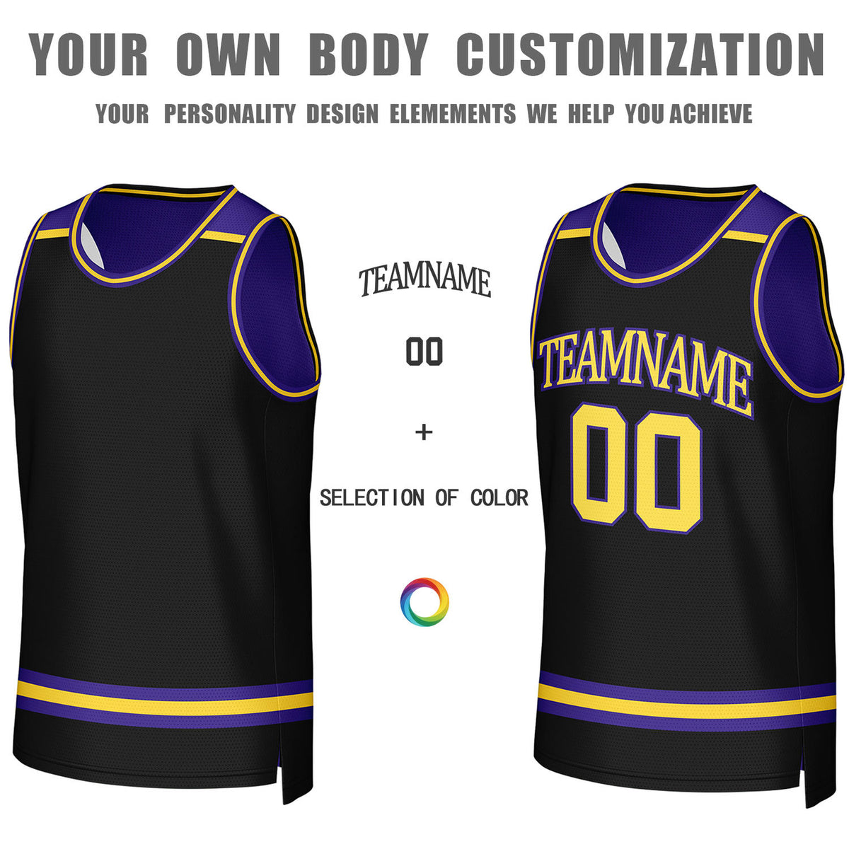 Custom Black & Purple Reversible Basketball Jersey | Personalized Team Jerseys for Adult & Youth