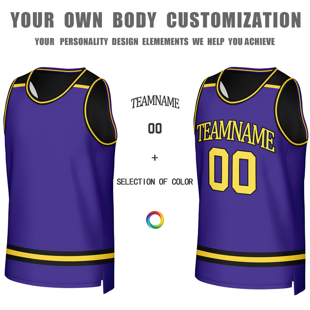 Custom Black & Purple Reversible Basketball Jersey | Personalized Team Jerseys for Adult & Youth