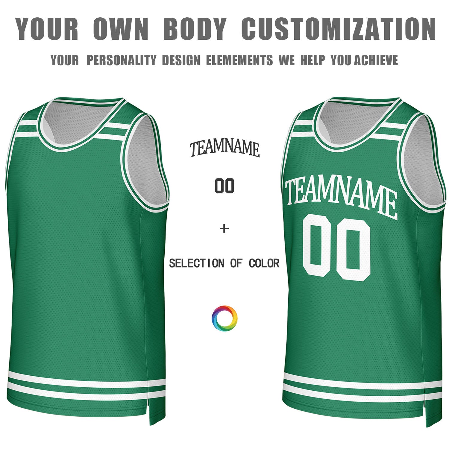 Custom Green & White Striped Reversible Basketball Jersey | Personalized Team Jerseys with Name, Number & Logo