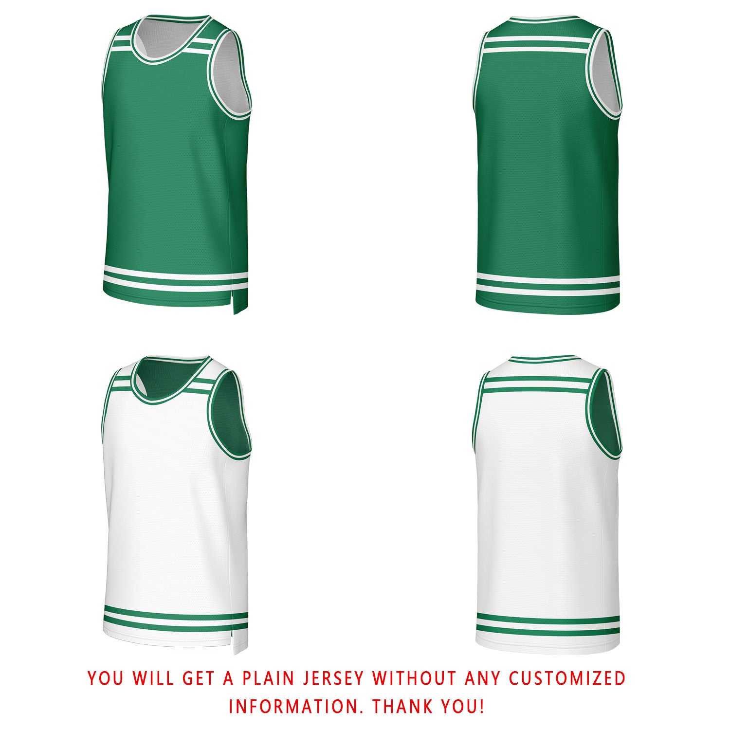 Custom Green & White Striped Reversible Basketball Jersey | Personalized Team Jerseys with Name, Number & Logo