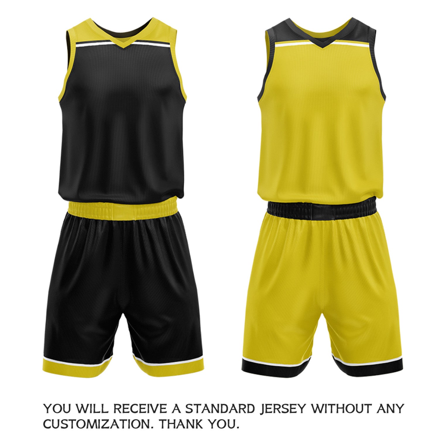 Custom Black & Gold Double Sided Basketball Jersey Set | Wholesale Team Uniform