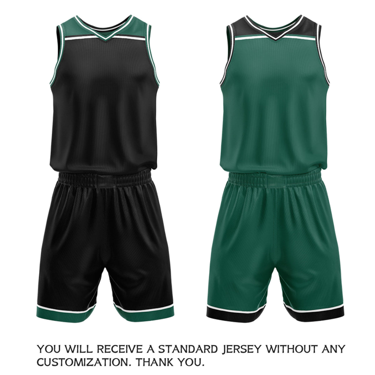 Custom Forest Green & Black Double Sided Basketball Jersey Set | Wholesale Team Uniform
