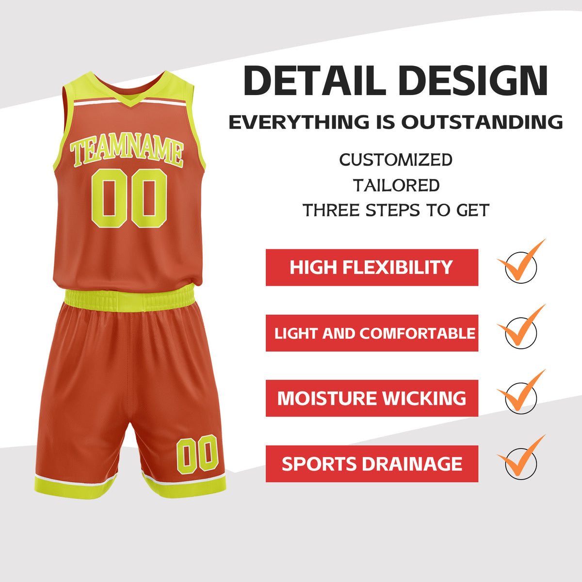 Custom Orange & Neon Yellow Double Sided Basketball Jersey Set | Wholesale Team Uniform