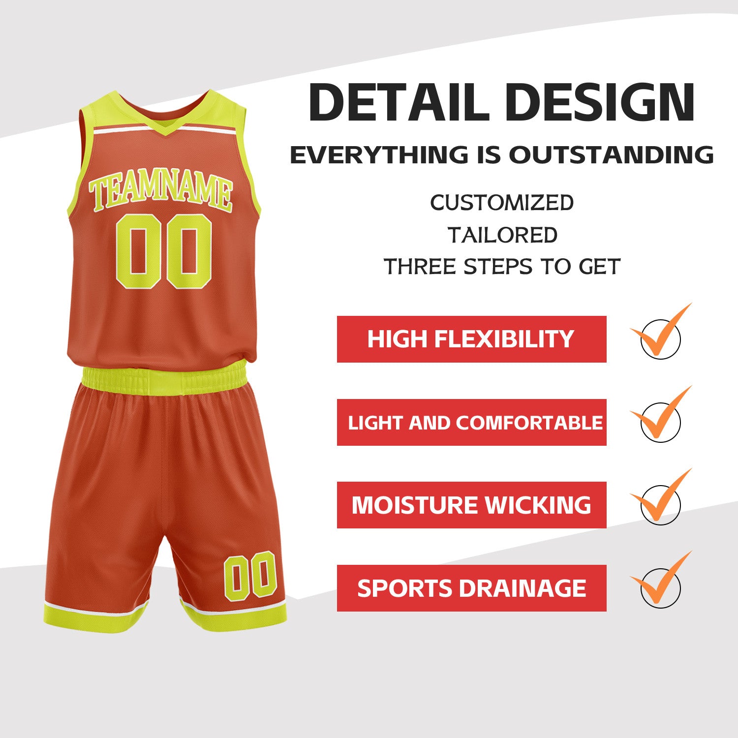 Custom Orange & Neon Yellow Double Sided Basketball Jersey Set | Wholesale Team Uniform