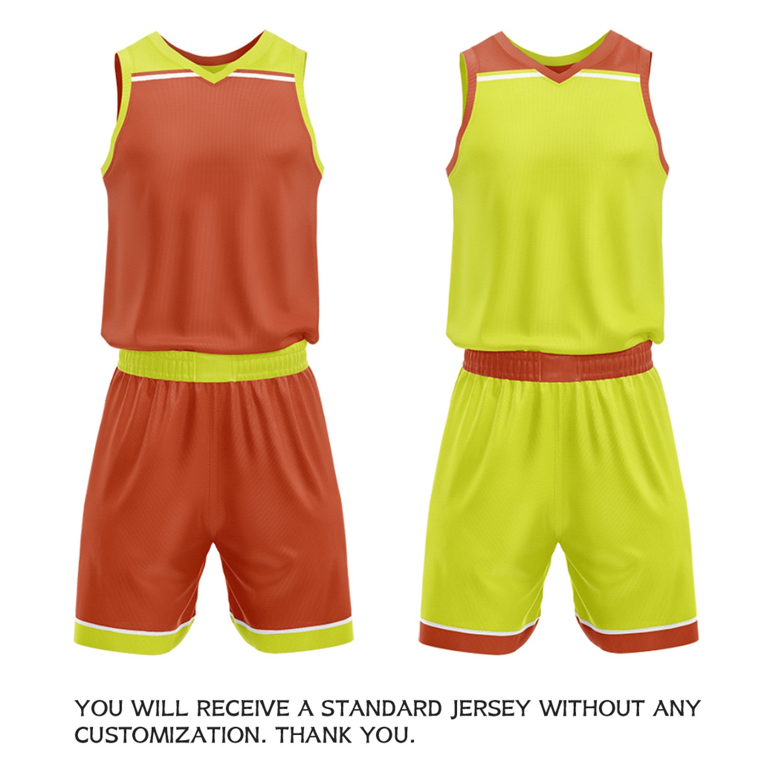 Custom Orange & Neon Yellow Double Sided Basketball Jersey Set | Wholesale Team Uniform