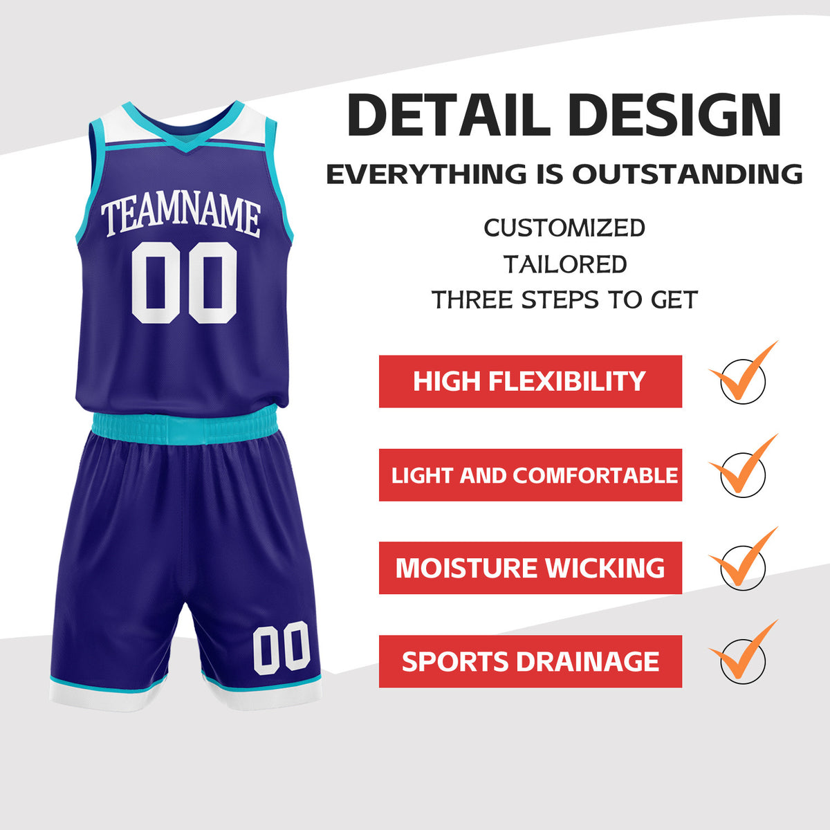Custom Purple & Teal Double Sided Basketball Jersey Set | Wholesale Team Uniform